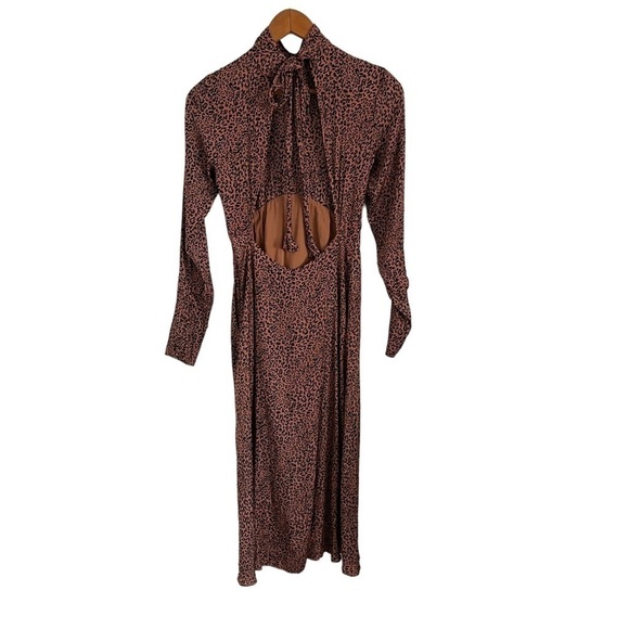 FREE PEOPLE Blogger Favorite Cocoa Loveless Leopard Midi Dress - Picture 4 of 11